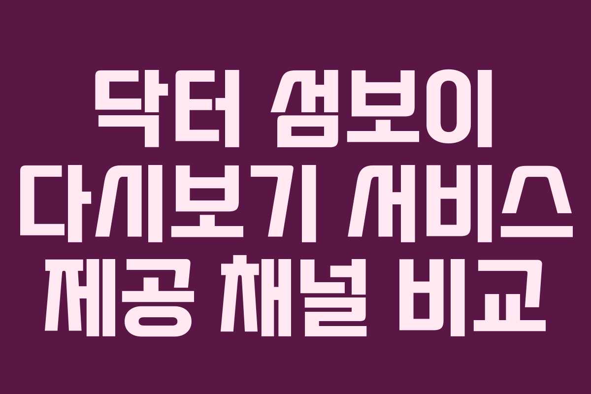 닥터 섬보이 다시보기 서비스 제공 채널 비교