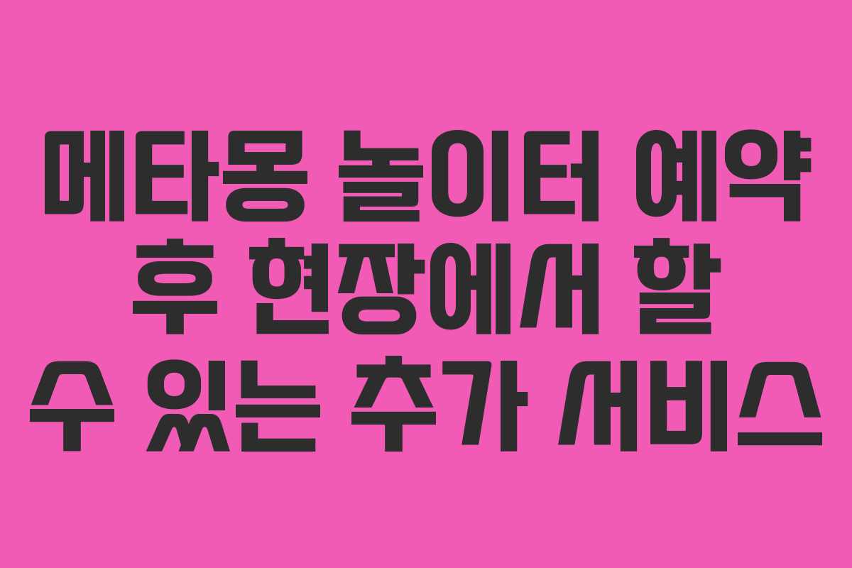 메타몽 놀이터 예약 후 현장에서 할 수 있는 추가 서비스