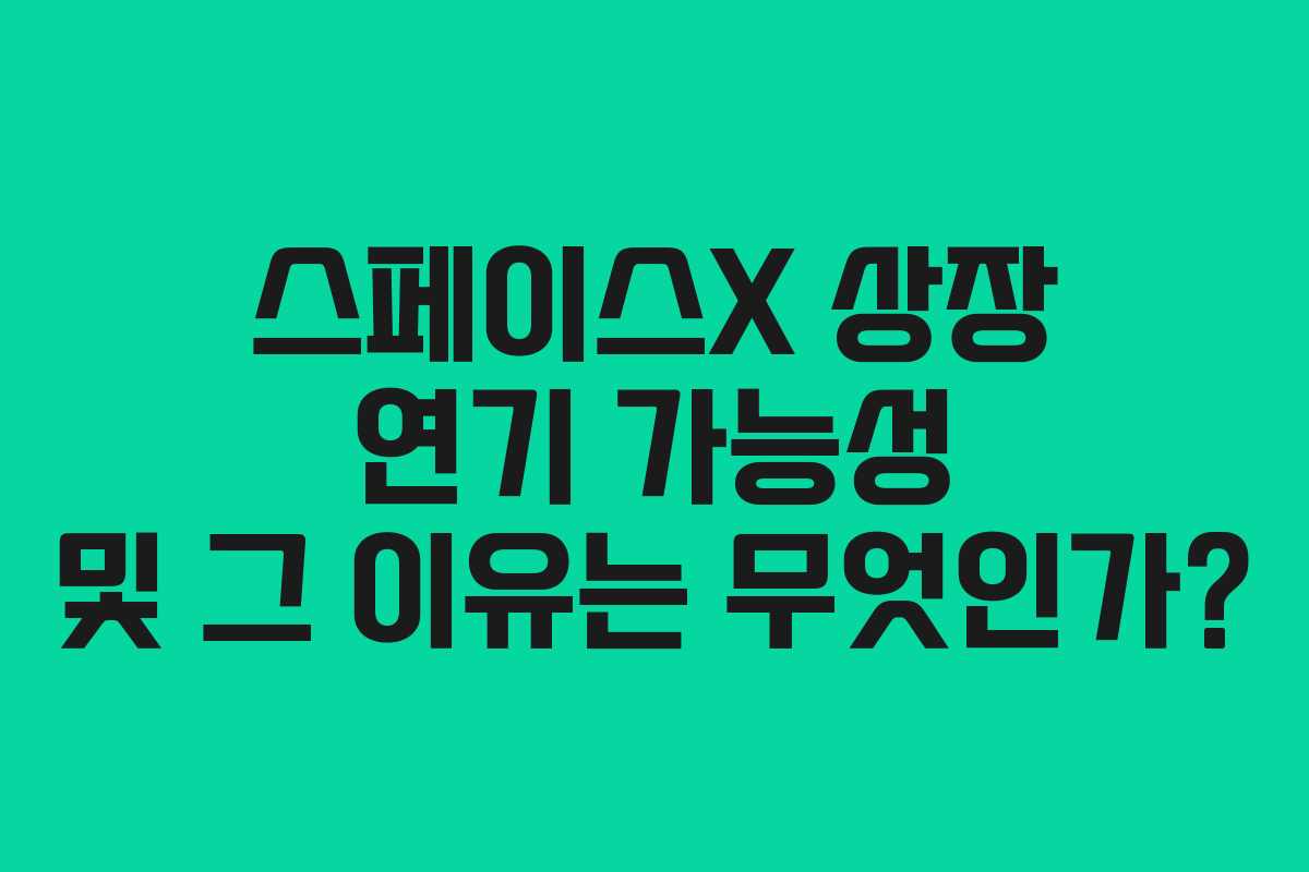 스페이스X 상장 연기 가능성 및 그 이유는 무엇인가?
