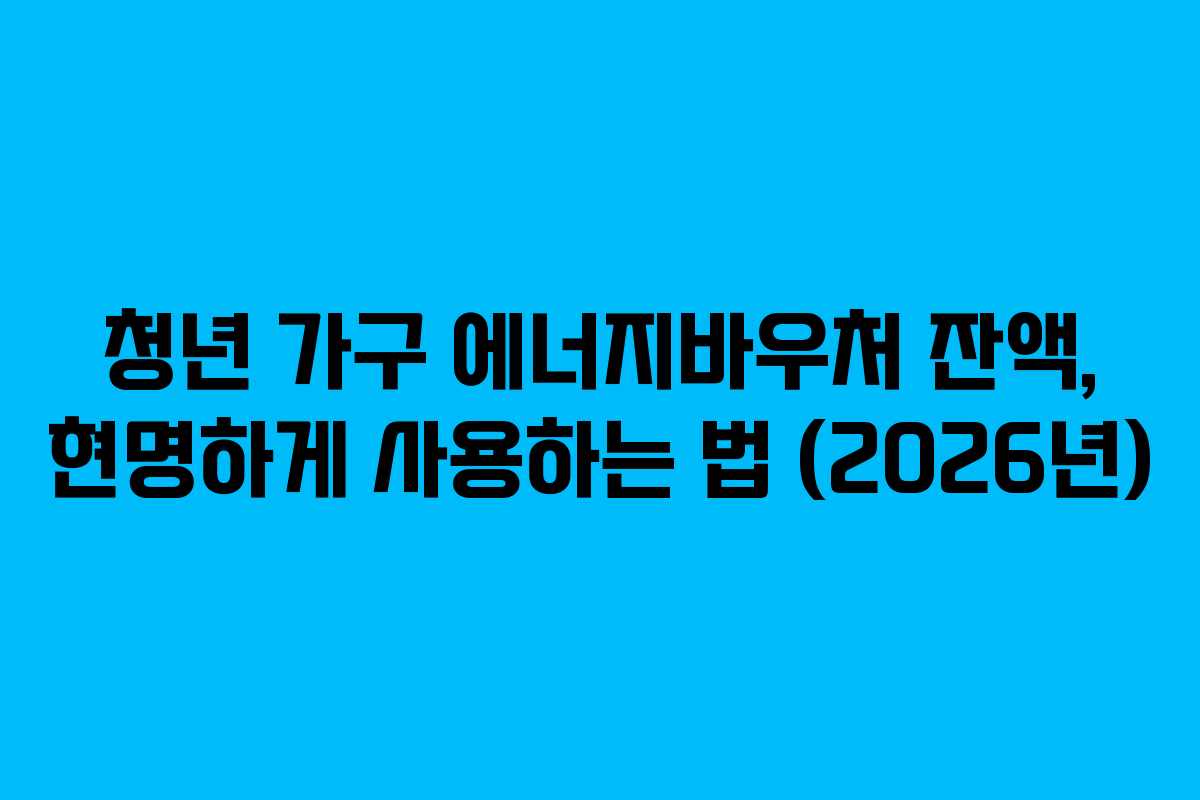 청년 가구 에너지바우처 잔액, 현명하게 사용하는 법 (2026년)