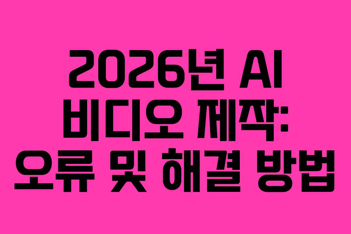2026년 AI 비디오 제작: 오류 및 해결 방법