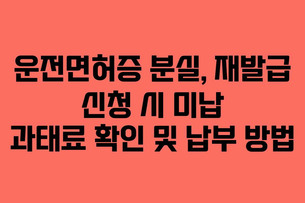 운전면허증 분실, 재발급 신청 시 미납 과태료 확인 및 납부 방법