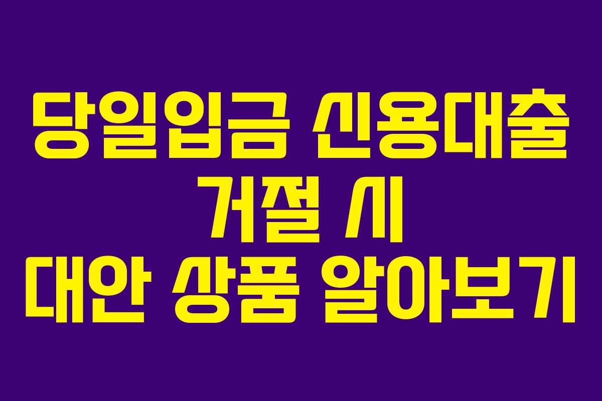 당일입금 신용대출 거절 시 대안 상품 알아보기