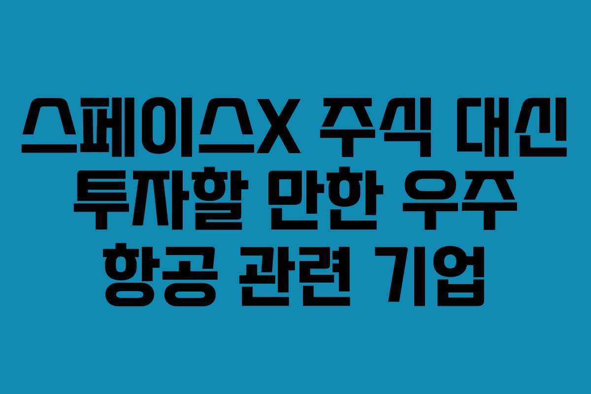 스페이스X 주식 대신 투자할 만한 우주 항공 관련 기업