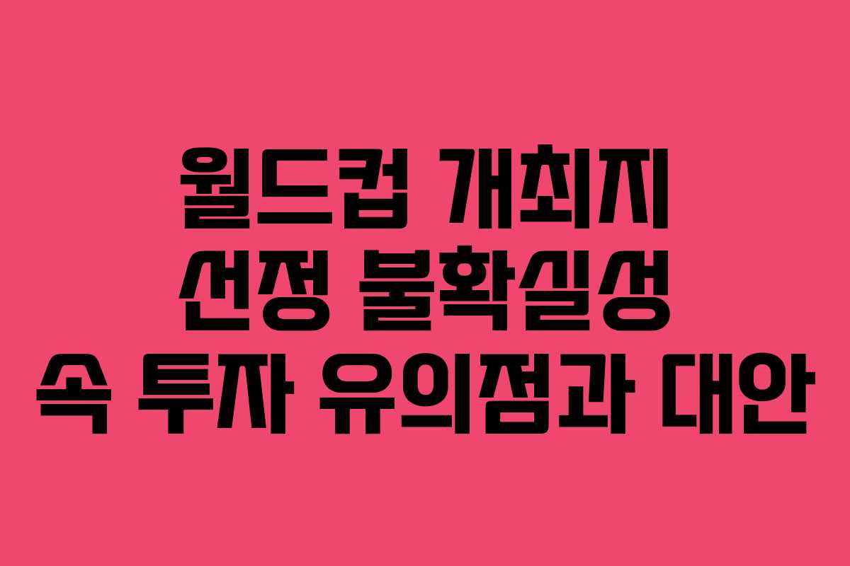 월드컵 개최지 선정 불확실성 속 투자 유의점과 대안