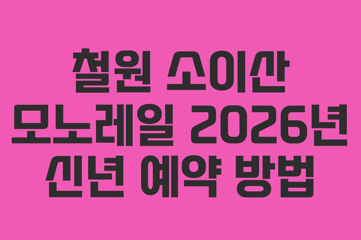 철원 소이산 모노레일 2026년 신년 예약 방법