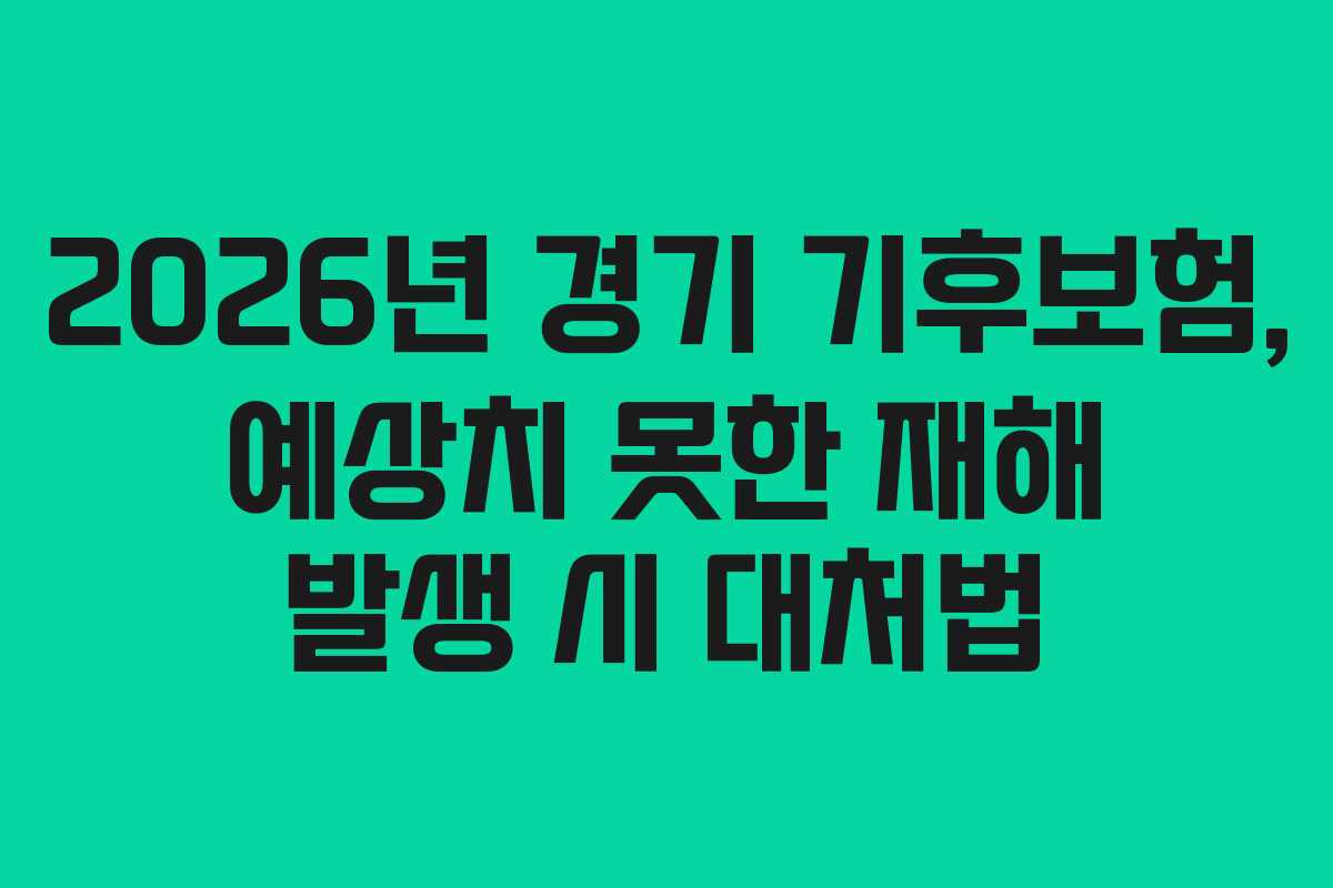2026년 경기 기후보험, 예상치 못한 재해 발생 시 대처법