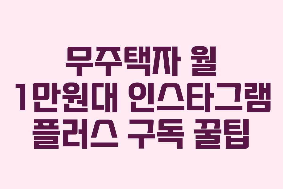 무주택자 월 1만원대 인스타그램 플러스 구독 꿀팁 무주택자 월 1만원대 인스타그램 플러스 구독 꿀팁