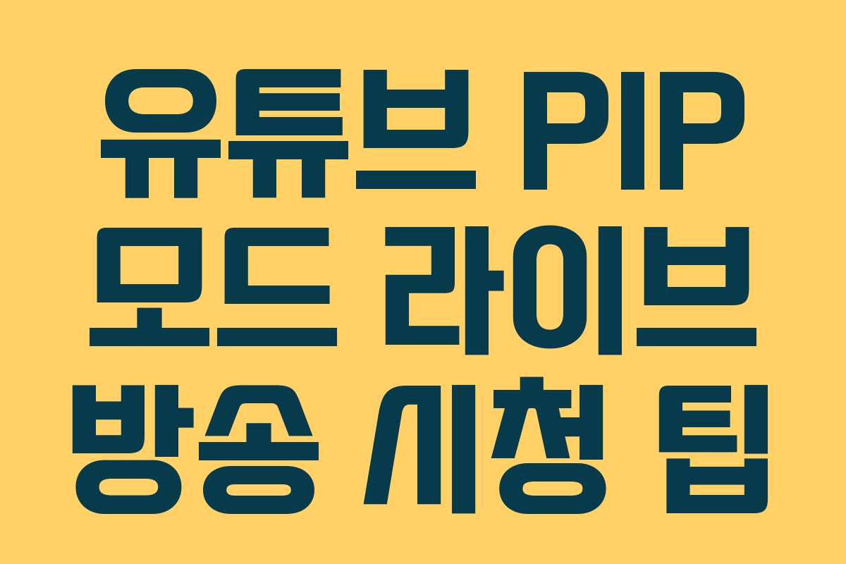 유튜브 PIP 모드 라이브 방송 시청 팁 유튜브 PIP 모드 라이브 방송 시청 팁