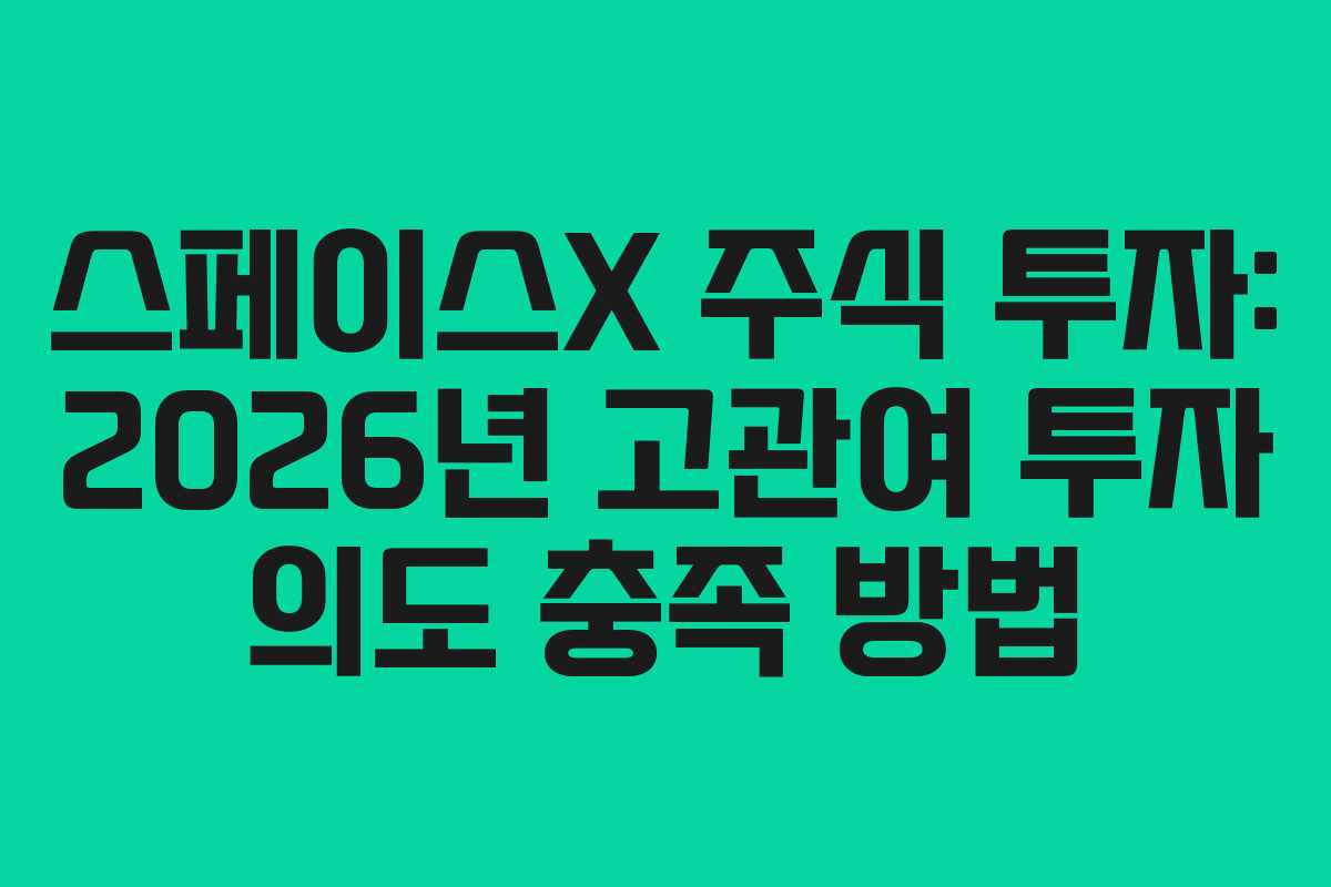 스페이스X 주식 투자: 2026년 고관여 투자 의도 충족 방법