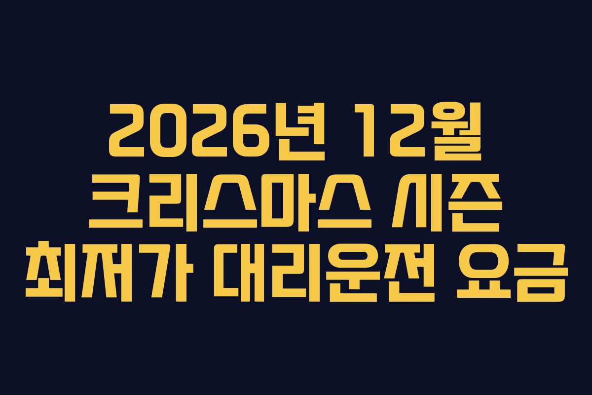 2026년 12월 크리스마스 시즌 최저가 대리운전 요금