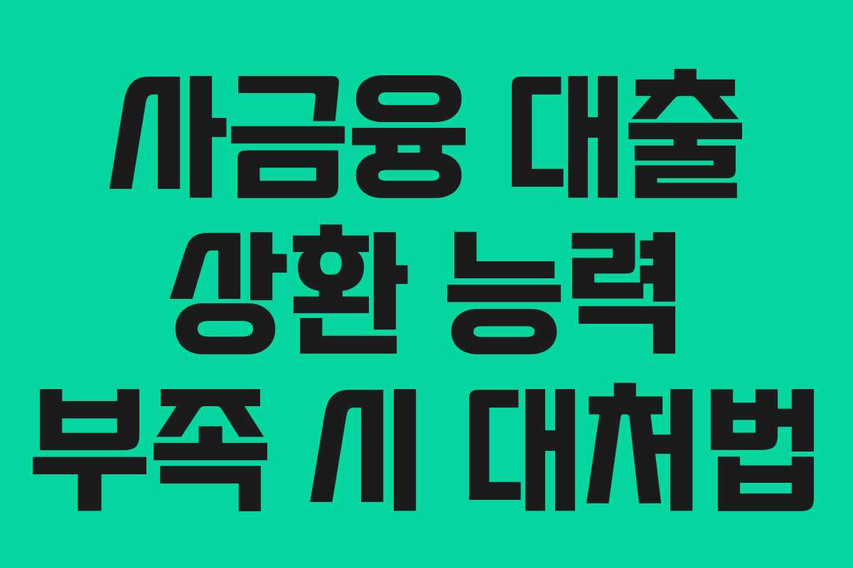 사금융 대출 상환 능력 부족 시 대처법