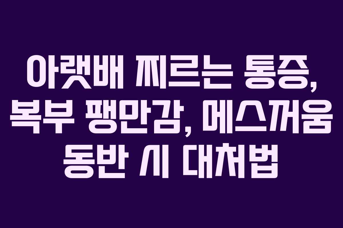 아랫배 찌르는 통증, 복부 팽만감, 메스꺼움 동반 시 대처법 아랫배 찌르는 통증, 복부 팽만감, 메스꺼움 동반 시 대처법