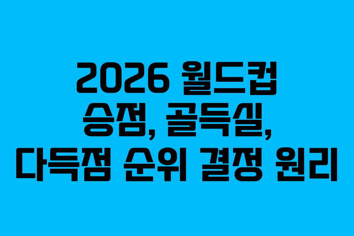 2026 월드컵 승점, 골득실, 다득점 순위 결정 원리 2026 월드컵 승점, 골득실, 다득점 순위 결정 원리