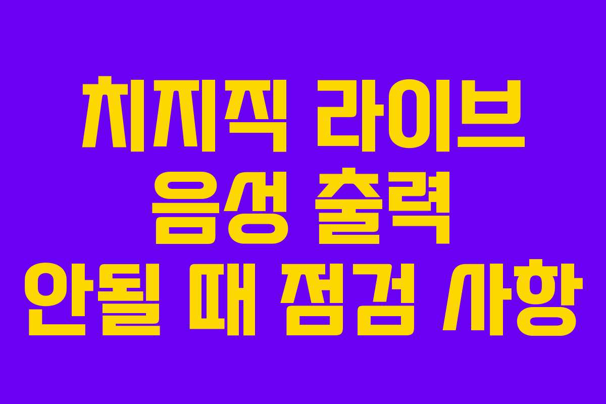 치지직 라이브 음성 출력 안될 때 점검 사항