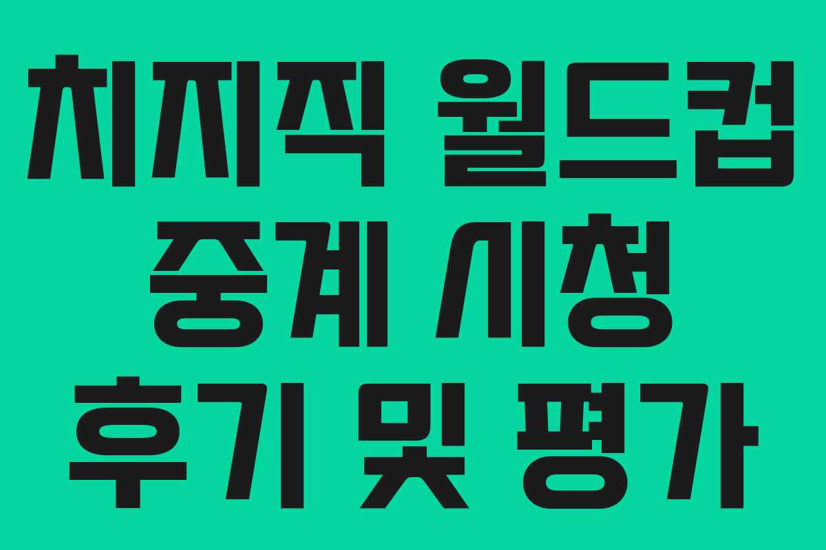 치지직 월드컵 중계 시청 후기 및 평가 치지직 월드컵 중계 시청 후기 및 평가