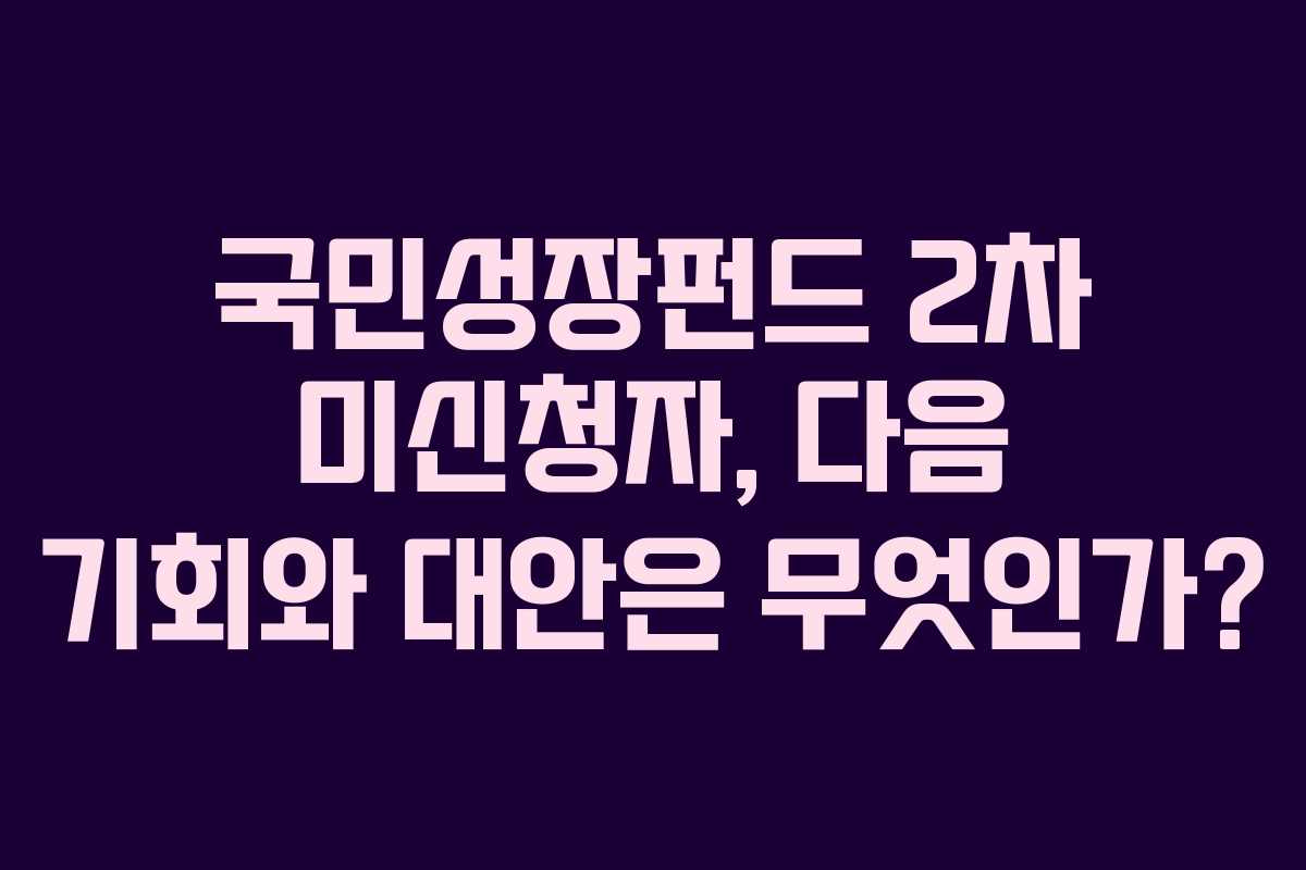 국민성장펀드 2차 미신청자, 다음 기회와 대안은 무엇인가?