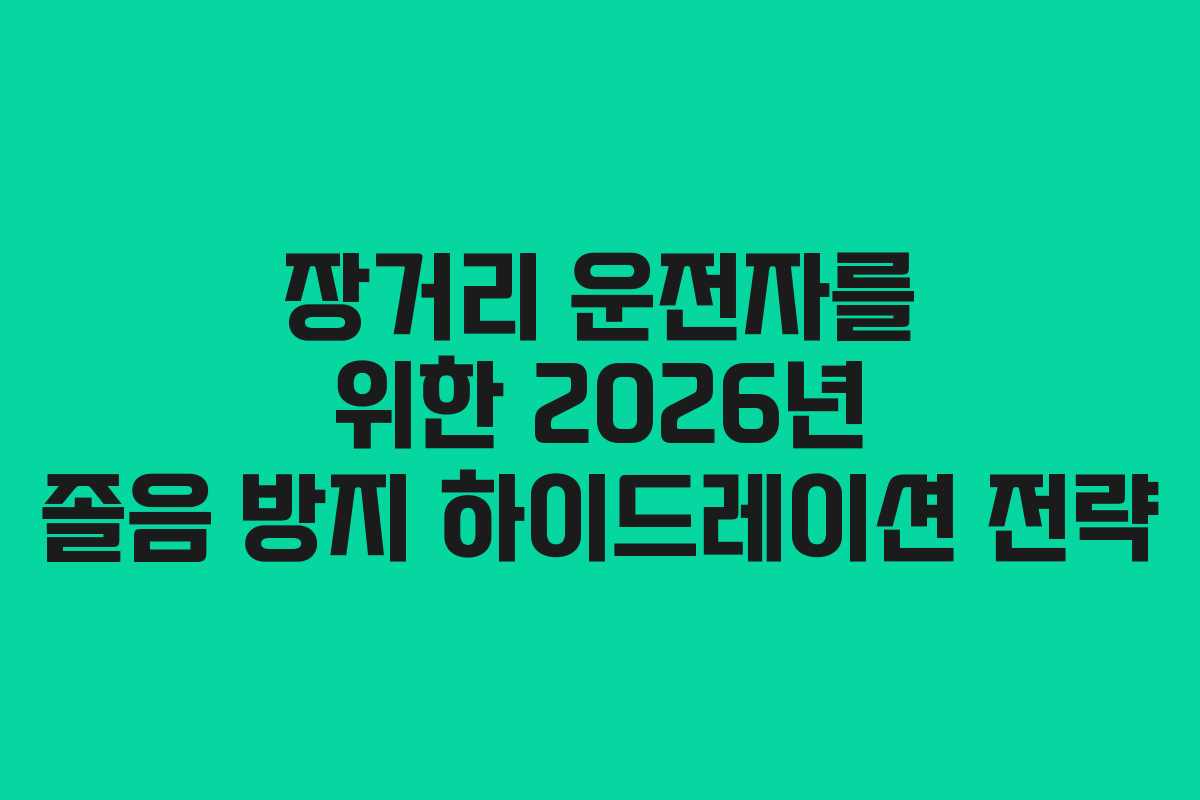 장거리 운전자를 위한 2026년 졸음 방지 하이드레이션 전략 장거리 운전자를 위한 2026년 졸음 방지 하이드레이션 전략